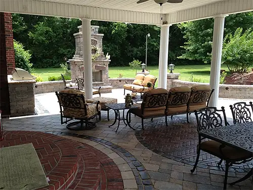 A pergola in the outdoor living area