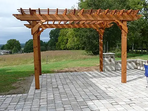 A small arbor with a nice red wood