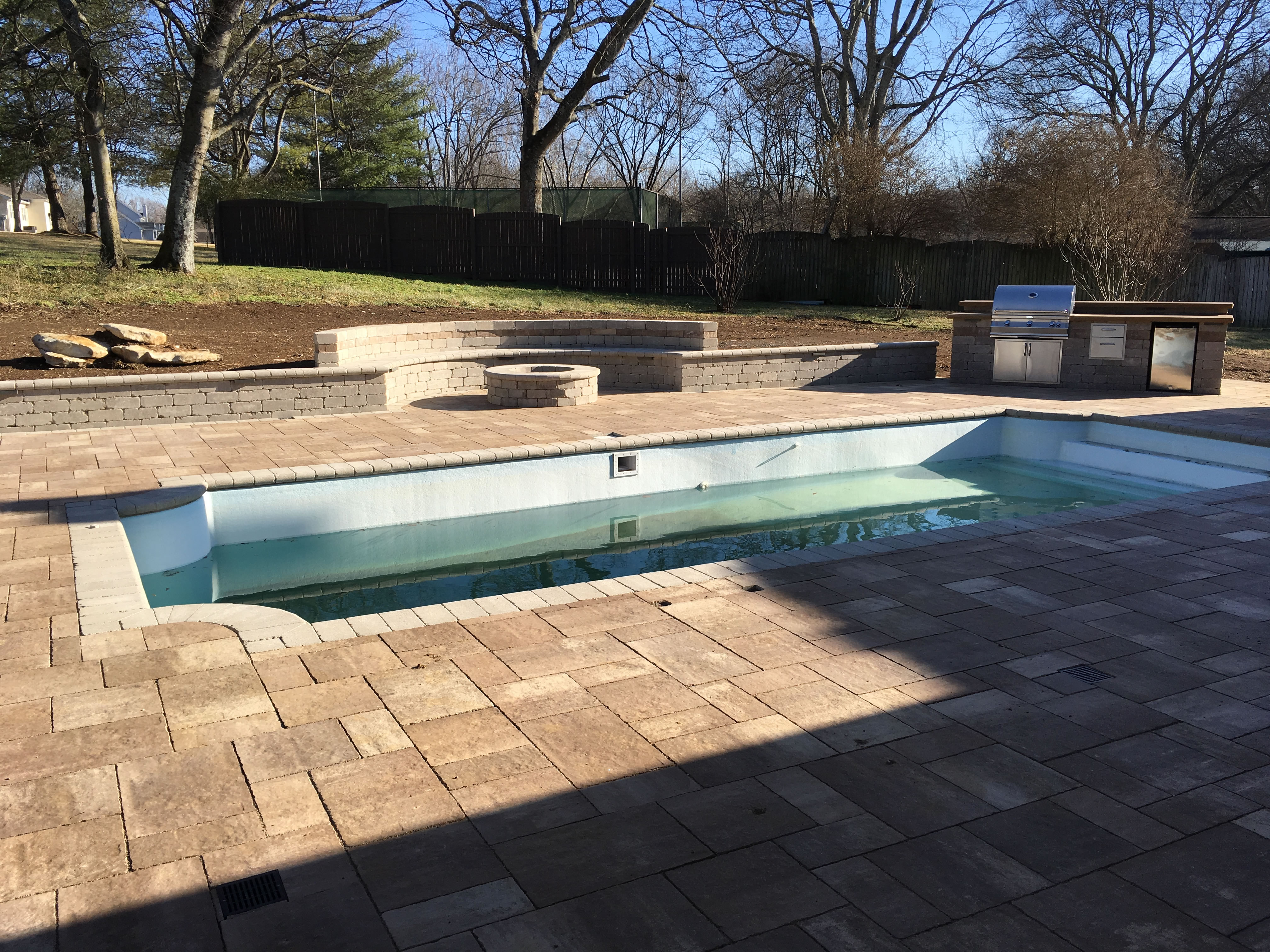 Pool Deck Paver Patio Firepit And Seating Walls Project In Mt Juliet Tn